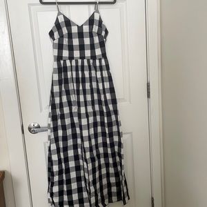 J. Crew Navy Gingham Maxi Dress